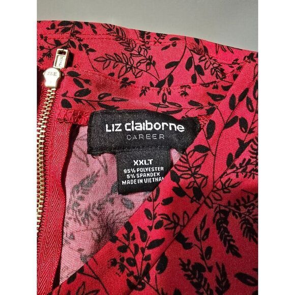 Red & Black Leaf Pattern Womens Blouse With Pleated Front Design & Cap Sleeves - Picture 8 of 9